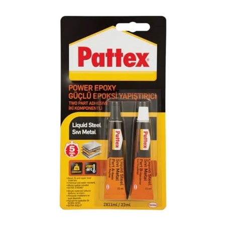 Pattex Yapıştırıcı Power Epoxy Liquid Steel Sıvı Metal 11 ml 2'Li